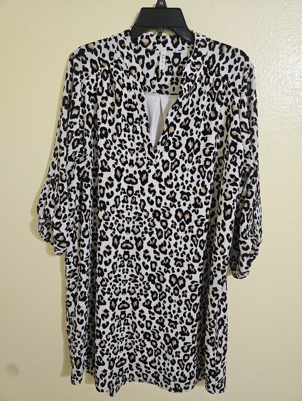 mts Leopard Print Tunic Dress in White, Black, Brown
